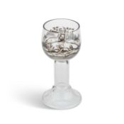 A SCHWARTZLOT ENAMELLED GLASS GOBLET