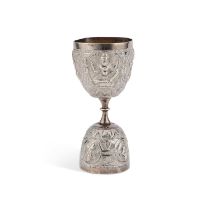 AN INDIAN SILVER DOUBLE-ENDED CUP