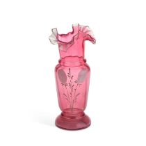 A LATE 19TH CENTURY CRANBERRY GLASS VASE
