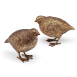 A PAIR OF GILT-METAL MODELS OF QUAILS