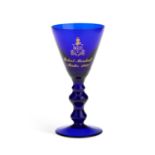 MASONIC INTEREST: A BLUE GLASS GOBLET