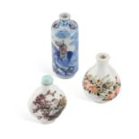 A GROUP OF THREE CHINESE PORCELAIN SNUFF BOTTLES