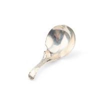 A GEORGE III SILVER CADDY SPOON