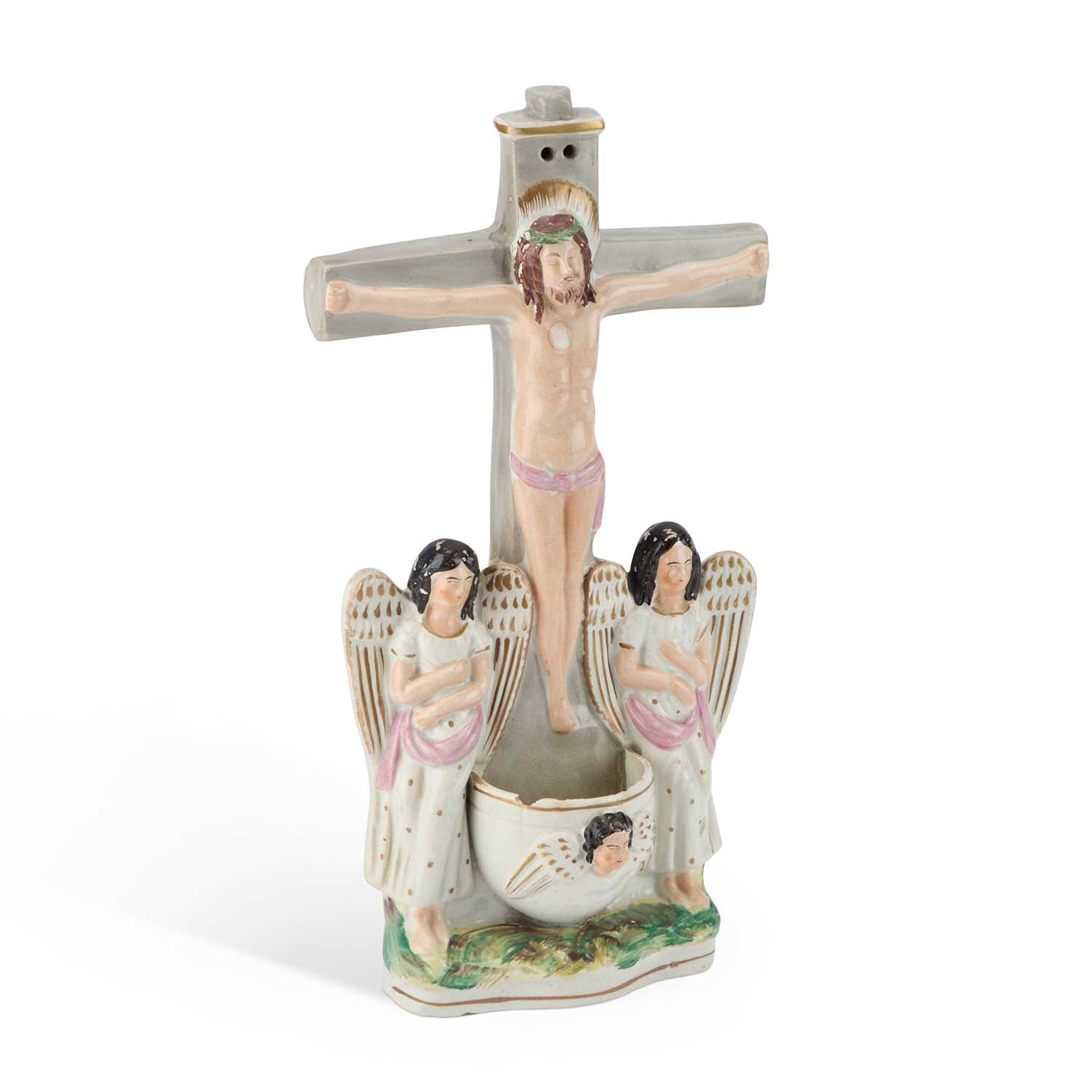 A STAFFORDSHIRE FIGURE OF THE CRUCIFIXION