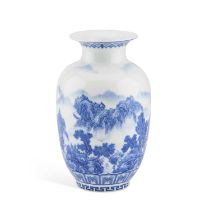 A CHINESE BLUE AND WHITE 'LANDSCAPE' VASE