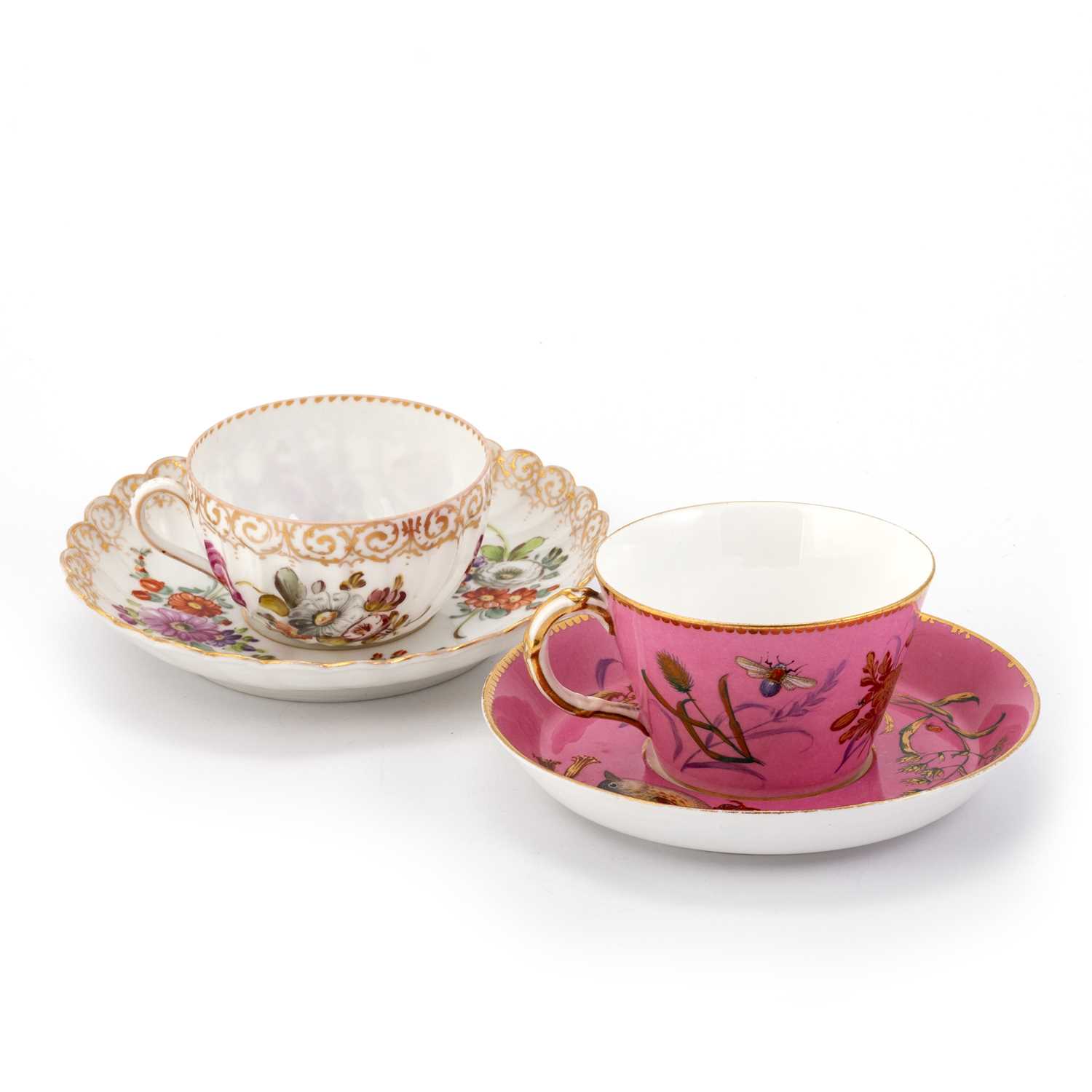A ROYAL WORCESTER AESTHETIC CUP AND SAUCER, DATE CODES FOR 1876 AND 1877