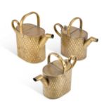 A SET OF THREE BRASS WATERING CANS, EARLY 20TH CENTURY