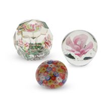 A 19TH CENTURY BOHEMIAN FACETED GLASS PAPERWEIGHT