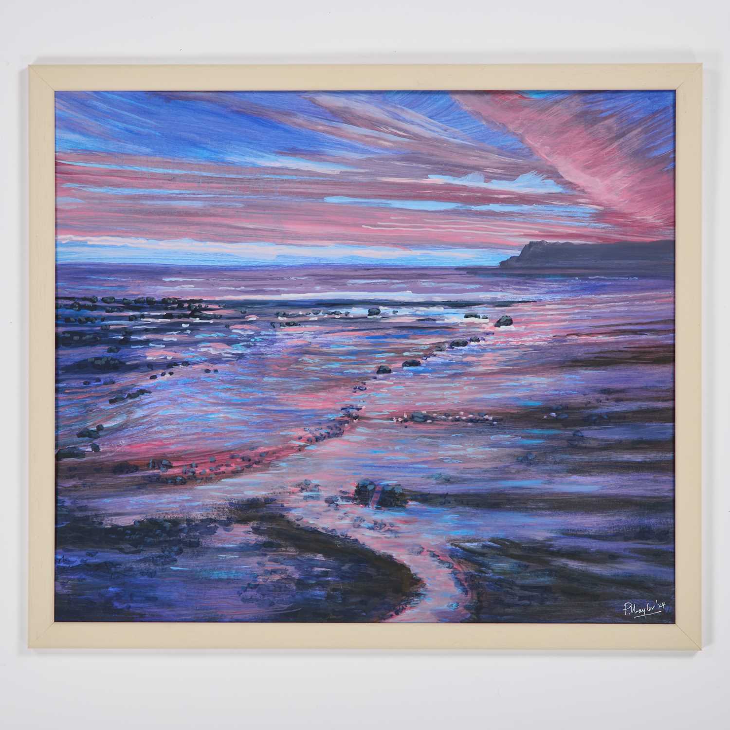 PETER MAYLOR (CONTEMPORARY) RAVENSCAR, ROBIN HOODS BAY, SUNSET - Image 2 of 2