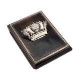 A GEORGE V SILVER-MOUNTED WOODEN DESK CLIP