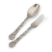 A VICTORIAN SILVER 'VINE' PATTERN FORK AND SPOON