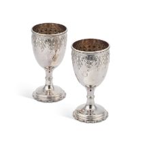 A PAIR OF 19TH CENTURY AMERICAN SILVER GOBLETS