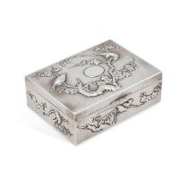 A CHINESE SILVER CIGAR BOX