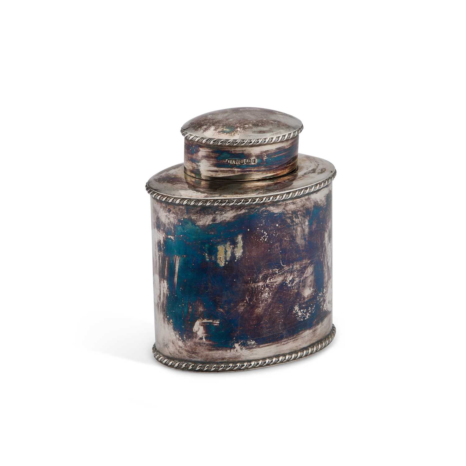 AN EDWARDIAN SILVER TEA CADDY