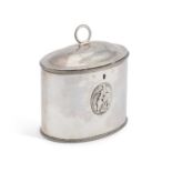 A GEORGE III SILVER TEA CADDY