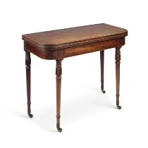 A GEORGE III MAHOGANY FOLDOVER TEA TABLE