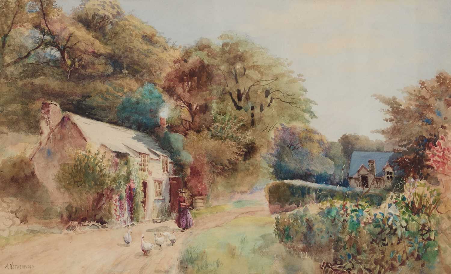 ARTHUR NETHERWOOD (1864-1930) COUNTRY LANE IN SUMMER