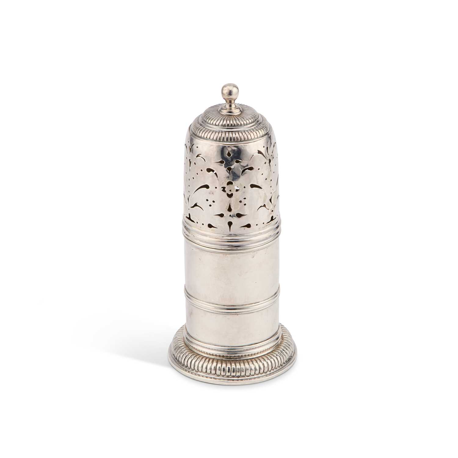 A QUEEN ANNE SILVER LIGHTHOUSE CASTER
