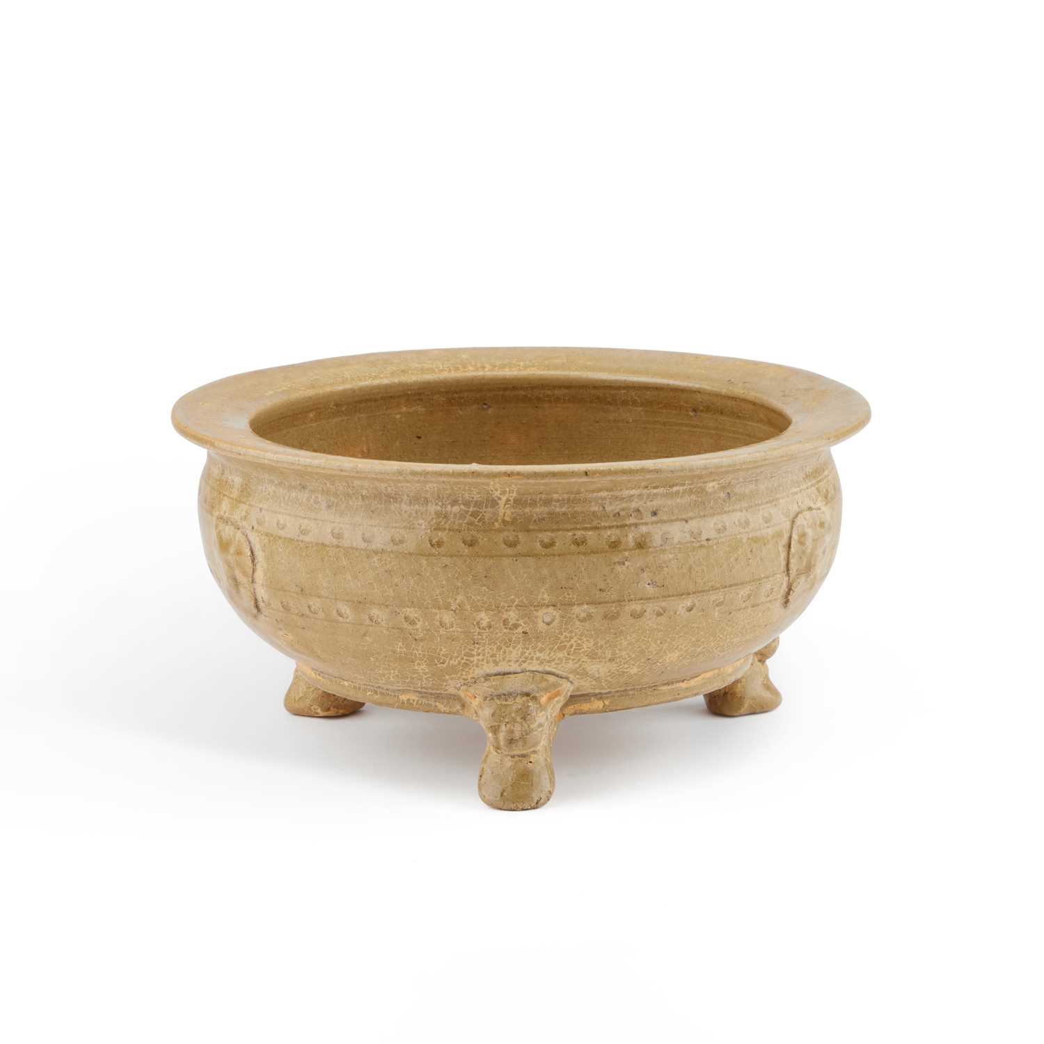 A CHINESE GREENWARE TRIPOD CENSER