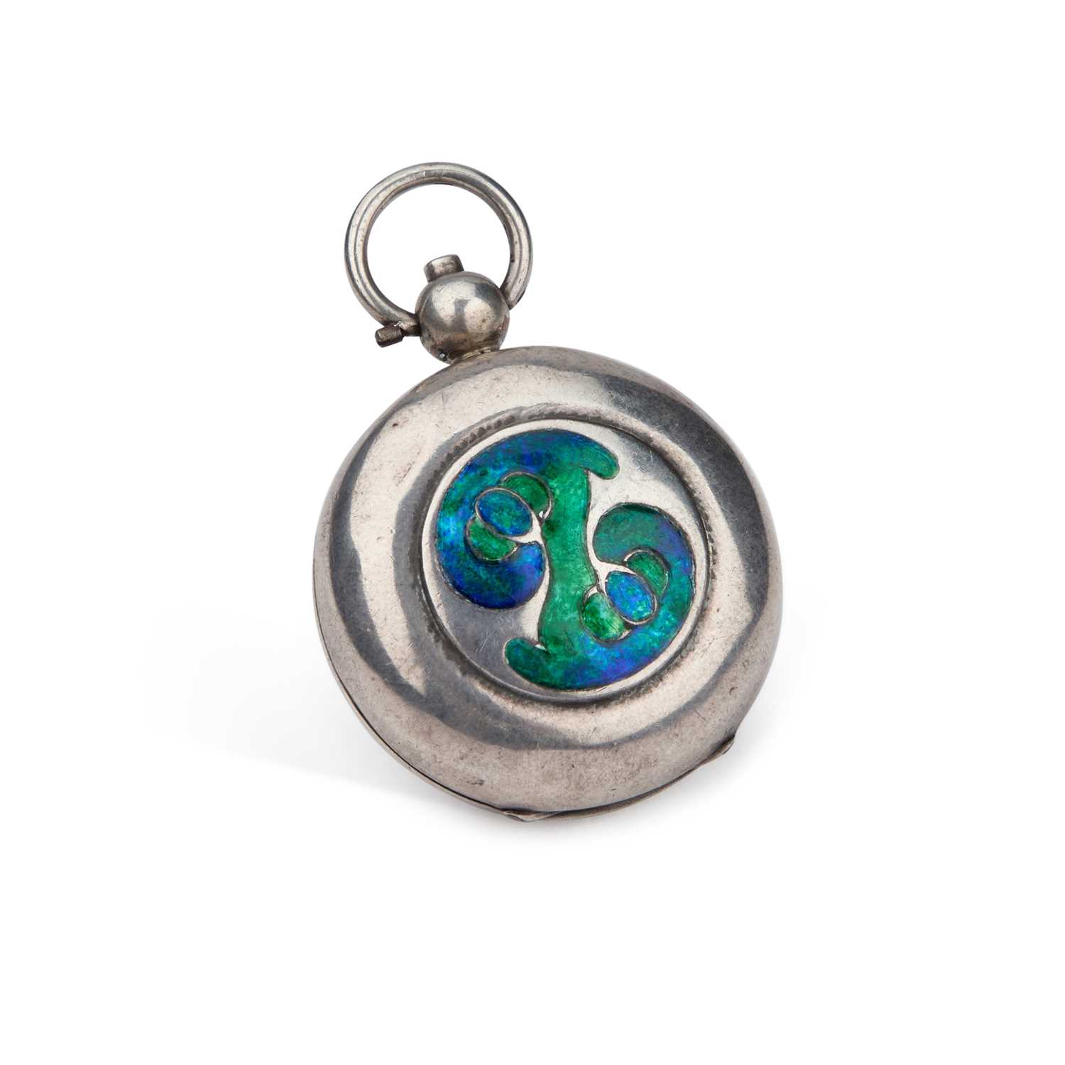 AN ART NOUVEAU SILVER AND ENAMEL SOVEREIGN CASE