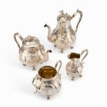 A VICTORIAN SILVER FOUR-PIECE TEA SERVICE