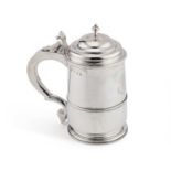 A GEORGE I SILVER LIDDED TANKARD