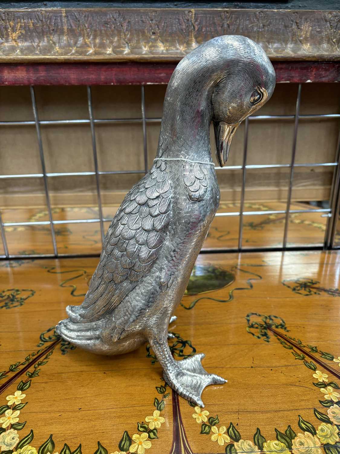 A LARGE ITALIAN SILVER CAST MODEL OF A DUCK - Image 6 of 7