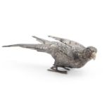 AN EARLY 20TH CENTURY GERMAN SILVER MODEL OF A PARROT