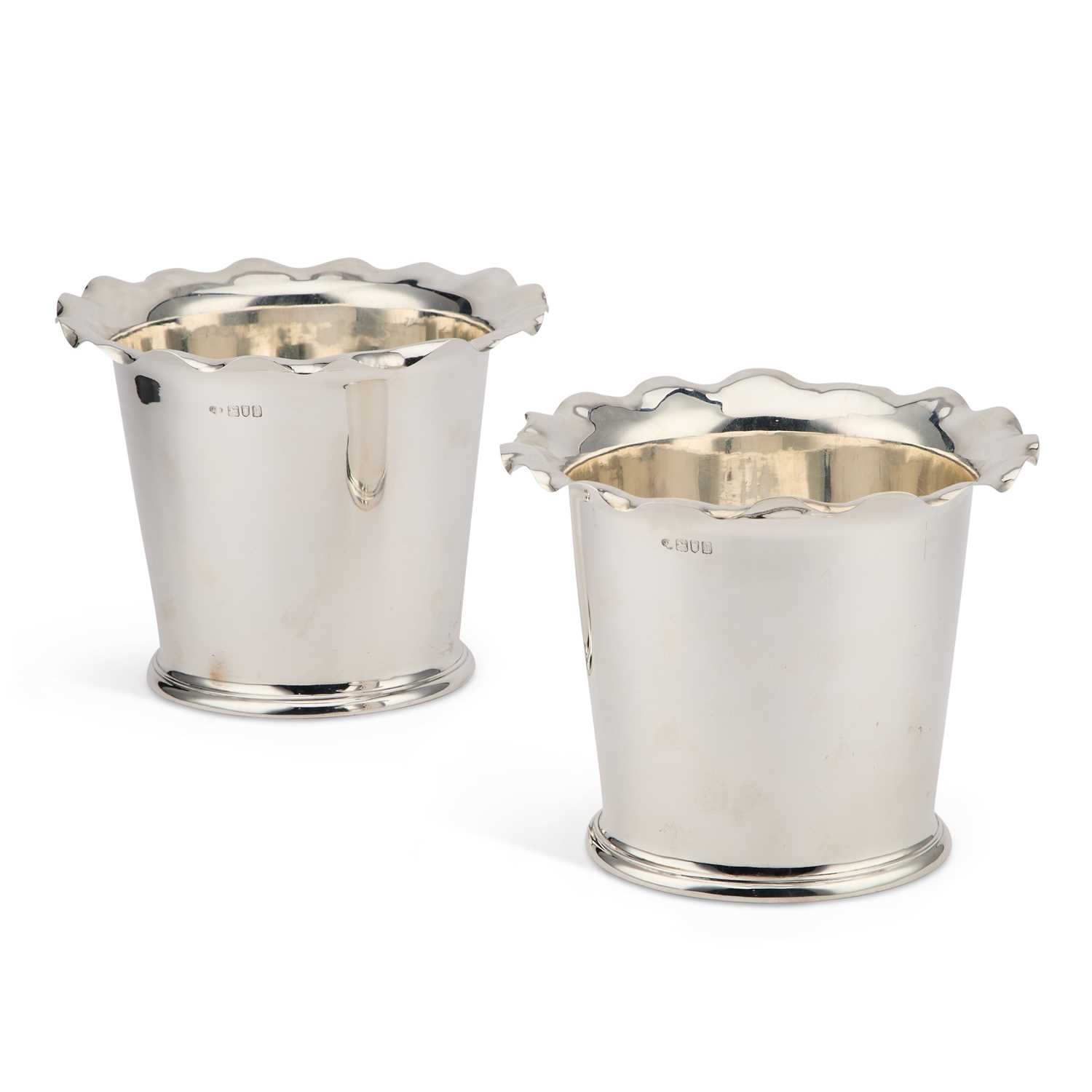 A PAIR OF EDWARDIAN SILVER ICE BUCKETS