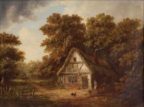 ATTRIBUTED TO JOSEPH THORS (1835-1884) COUNTRY COTTAGE IN THE WOODS
