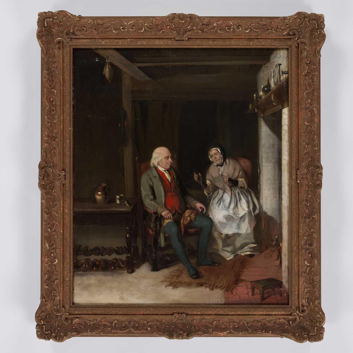 CIRCLE OF SIR DAVID WILKIE (1785-1841) CONVERSATION BY THE FIRE - Image 2 of 3