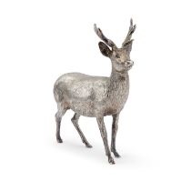 AN ELIZABETH II SILVER MODEL OF A STAG