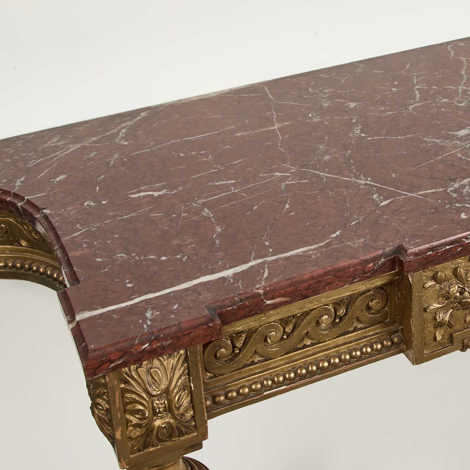 AN EMPIRE STYLE MARBLE-TOPPED GILTWOOD CONSOLE TABLE - Image 2 of 2