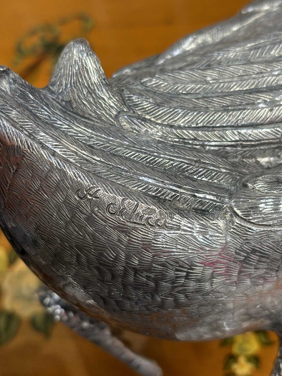 A LARGE ITALIAN SILVER CAST MODEL OF A DUCK - Image 2 of 7