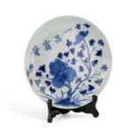 A CHINESE BLUE AND WHITE DISH