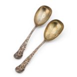 A PAIR OF VICTORIAN SILVER SERVING SPOONS