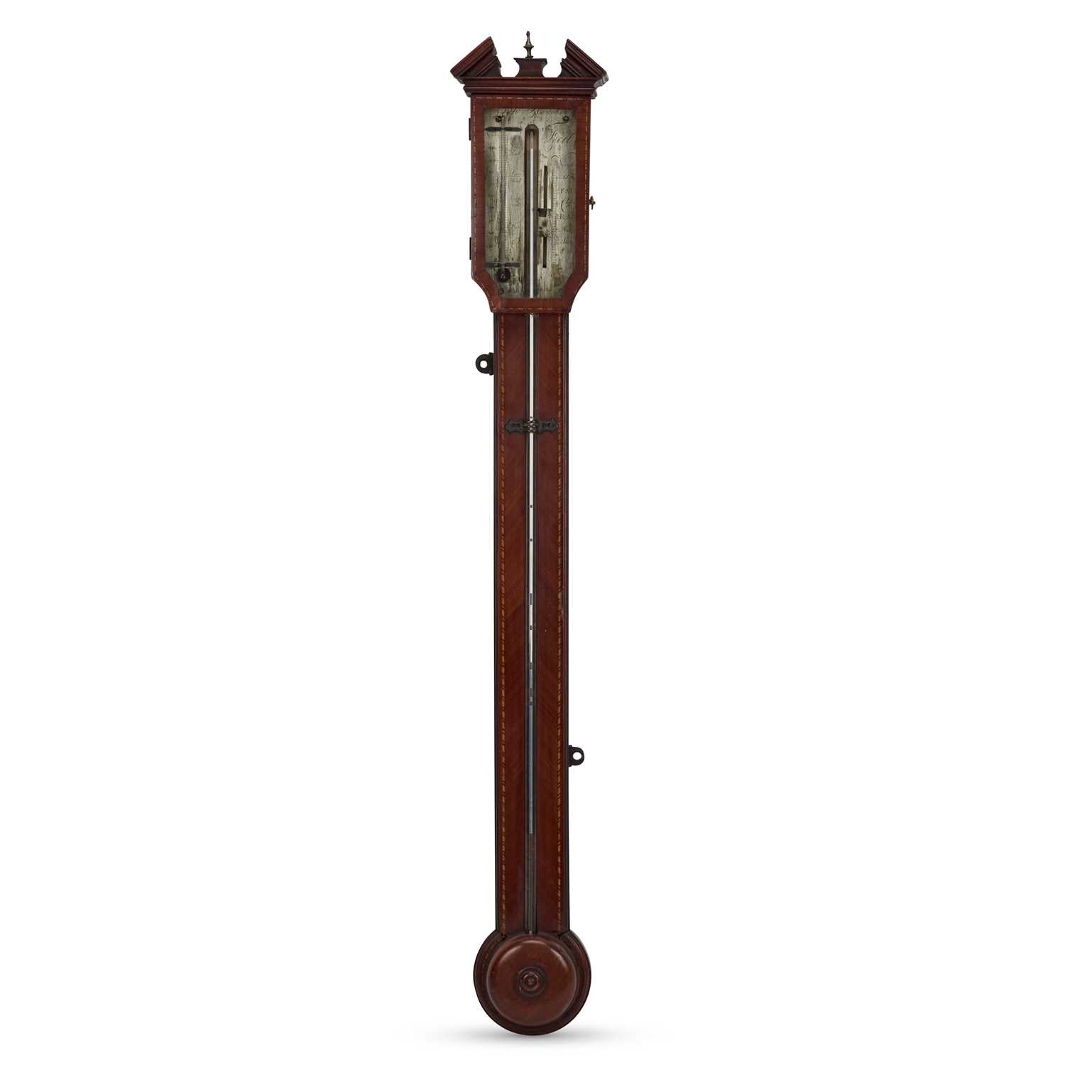 A GEORGE III INLAID MAHOGANY STICK BAROMETER