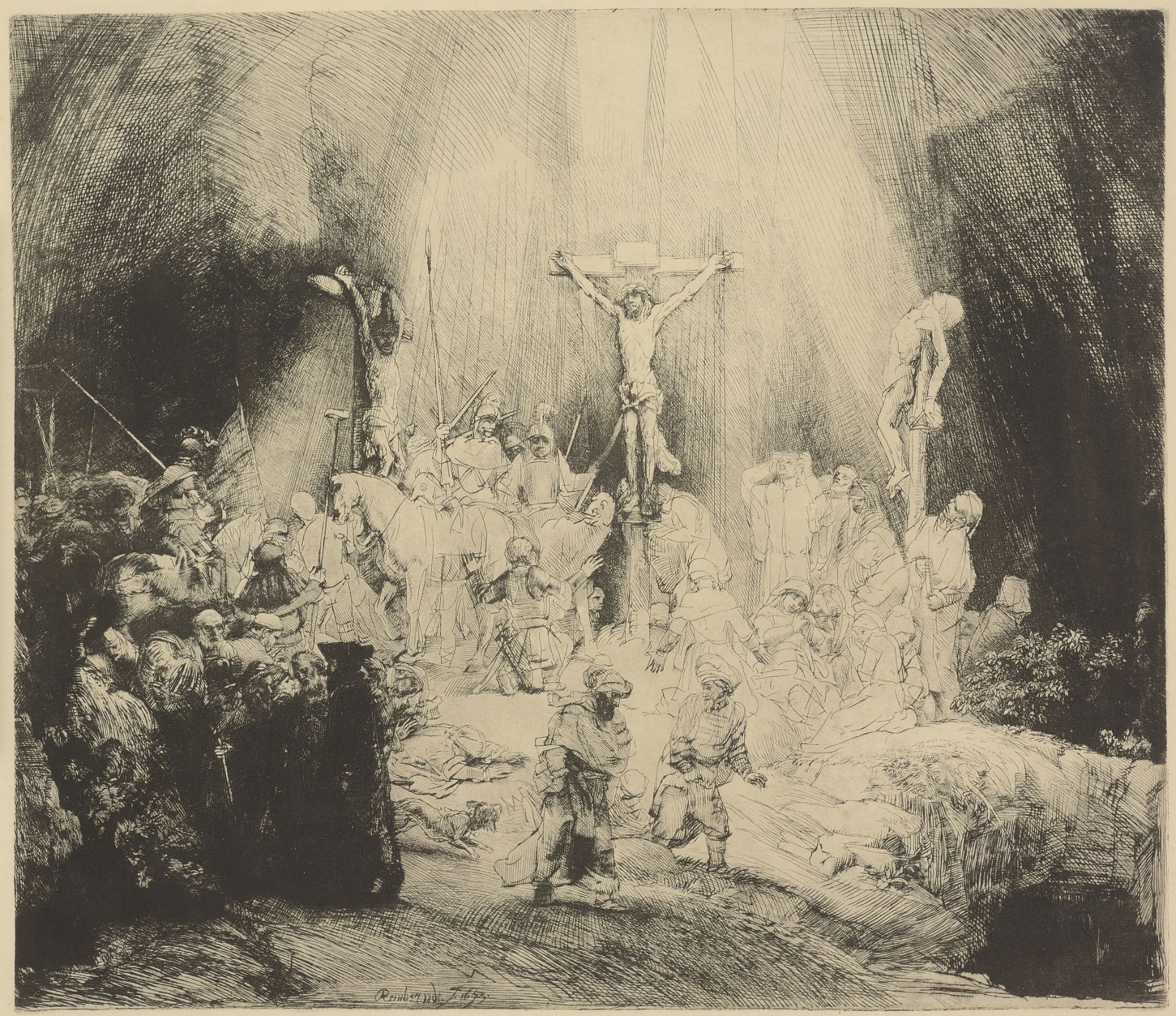 Rembrandt Harmenszoon van Rijn /1606-1669/ "The Three Crosses"  ("Christ, crucified between  the two