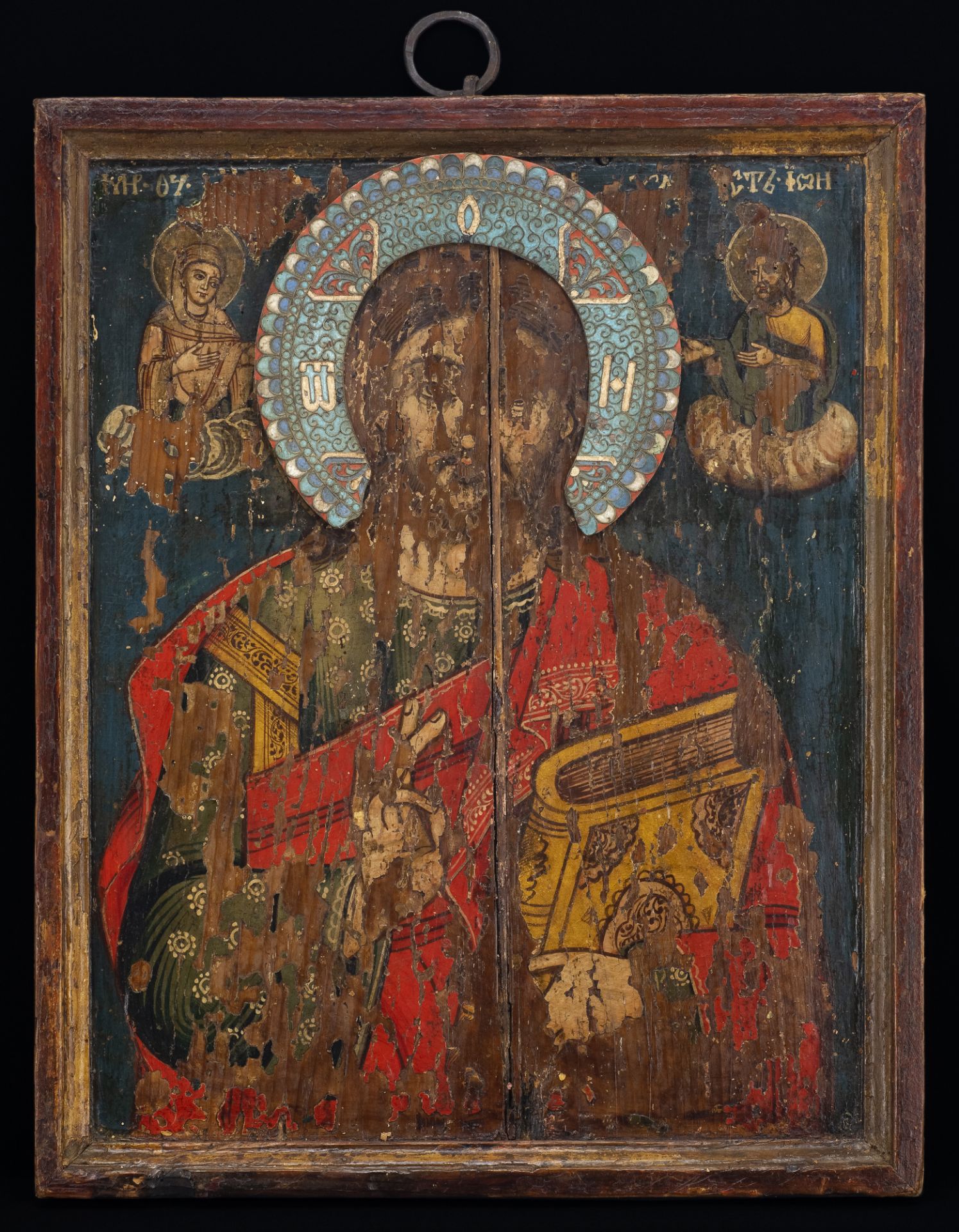 Icon "Jesus Christ Pantokrator, Virgin Mary and St. John the Baptist"