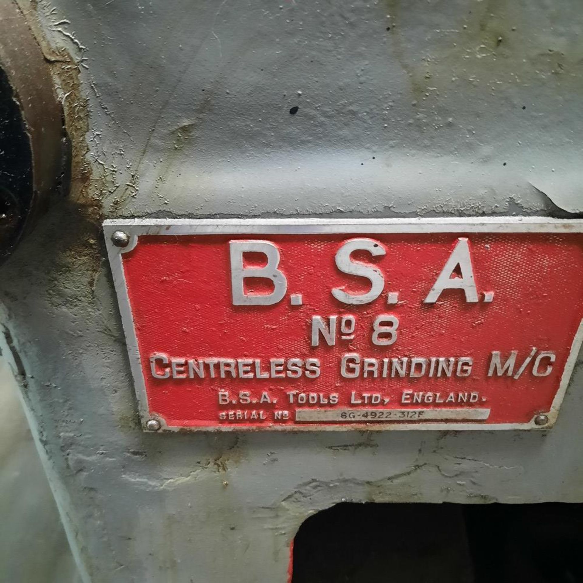 B.S.A. Centerless Grinder Machine, mod: 8, c/w Access. - Image 6 of 11