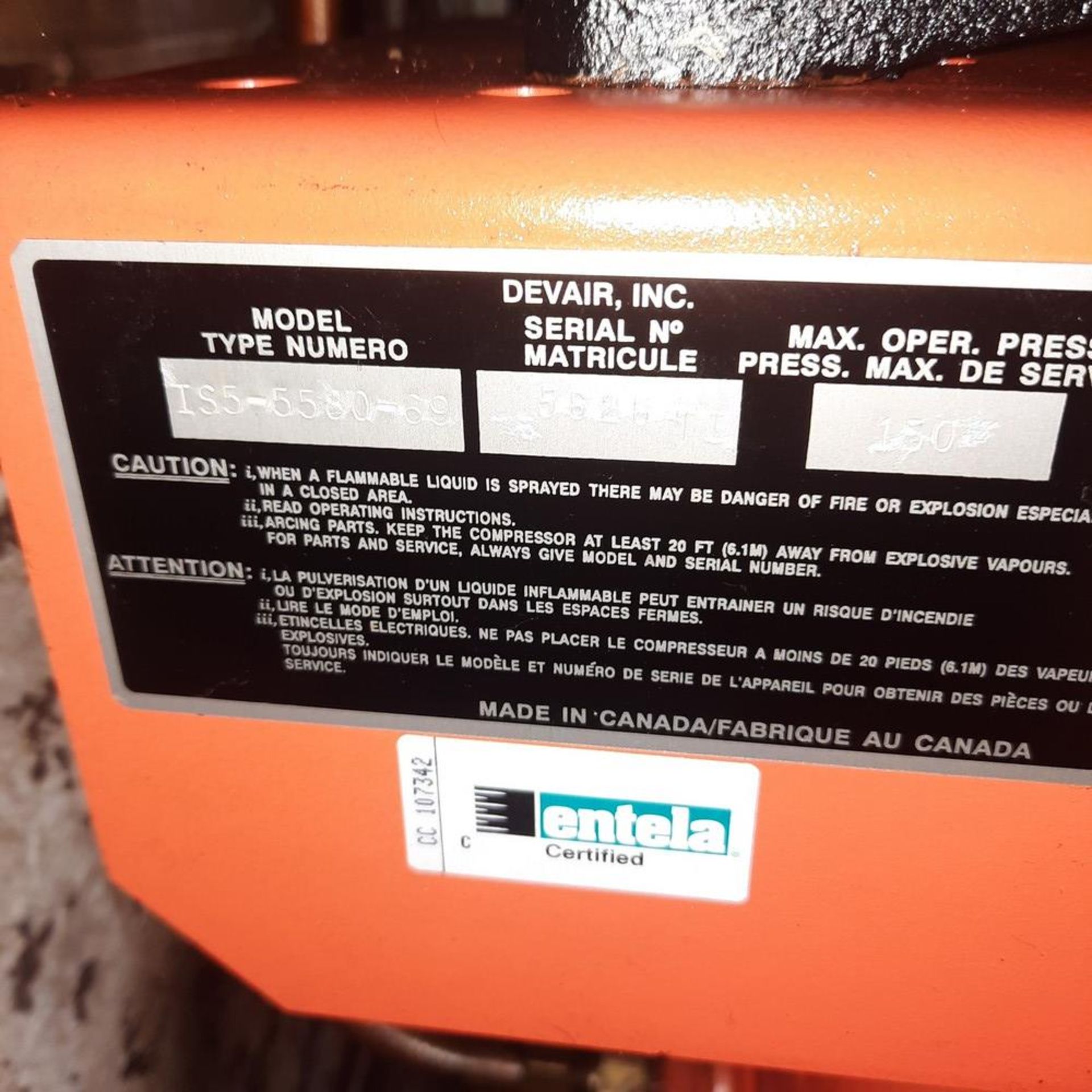 DEVAIR Compressor, mod: IS5-5580-69 - Image 3 of 4