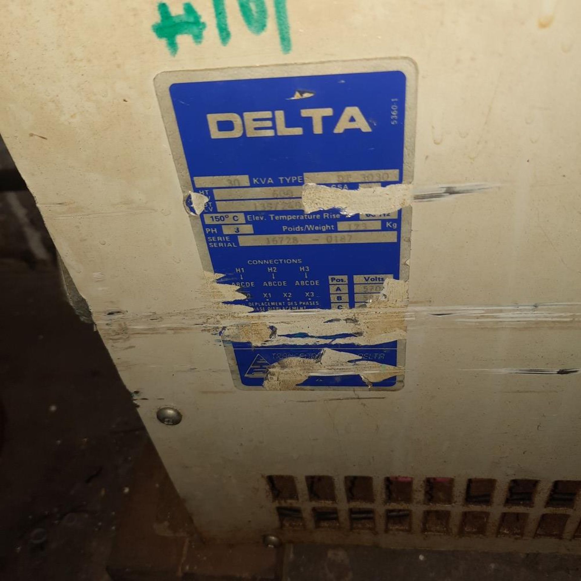 DELTA Transformer, 600-240V, 30KVA - Image 2 of 2