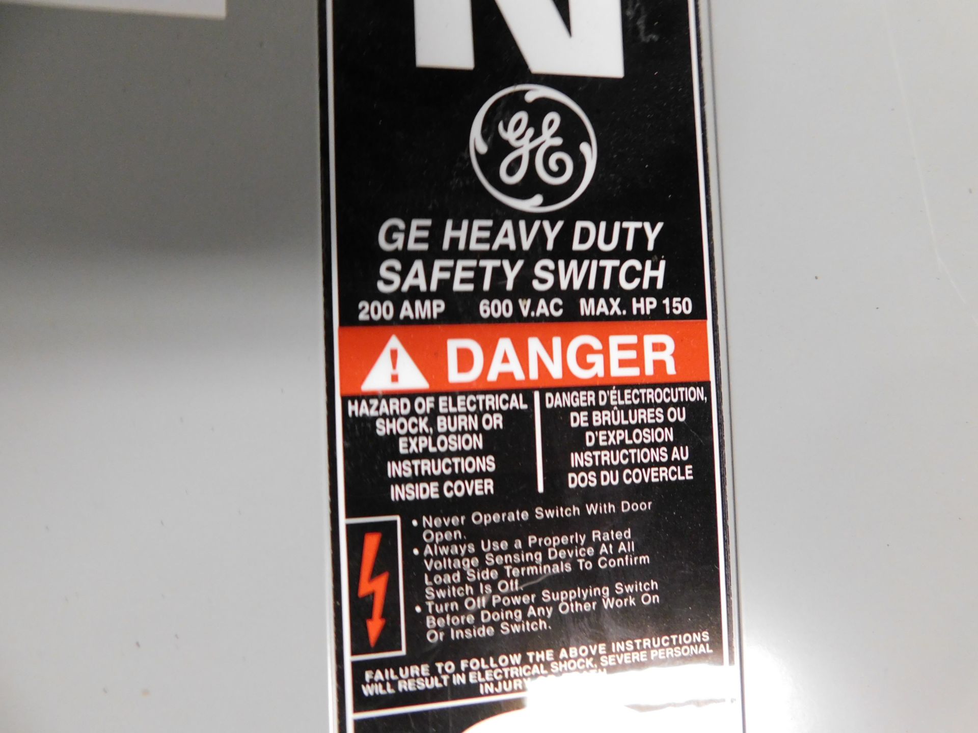 LOT OF (2) GE HEAVY DUTY SAFETY SWITCHES. 200 A. 600 VAC. 150 HP MAX. - Image 2 of 5