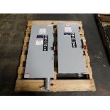 LOT OF (2) GE HEAVY DUTY SAFETY SWITCHES. 200 A. 600 VAC. 150 HP MAX.