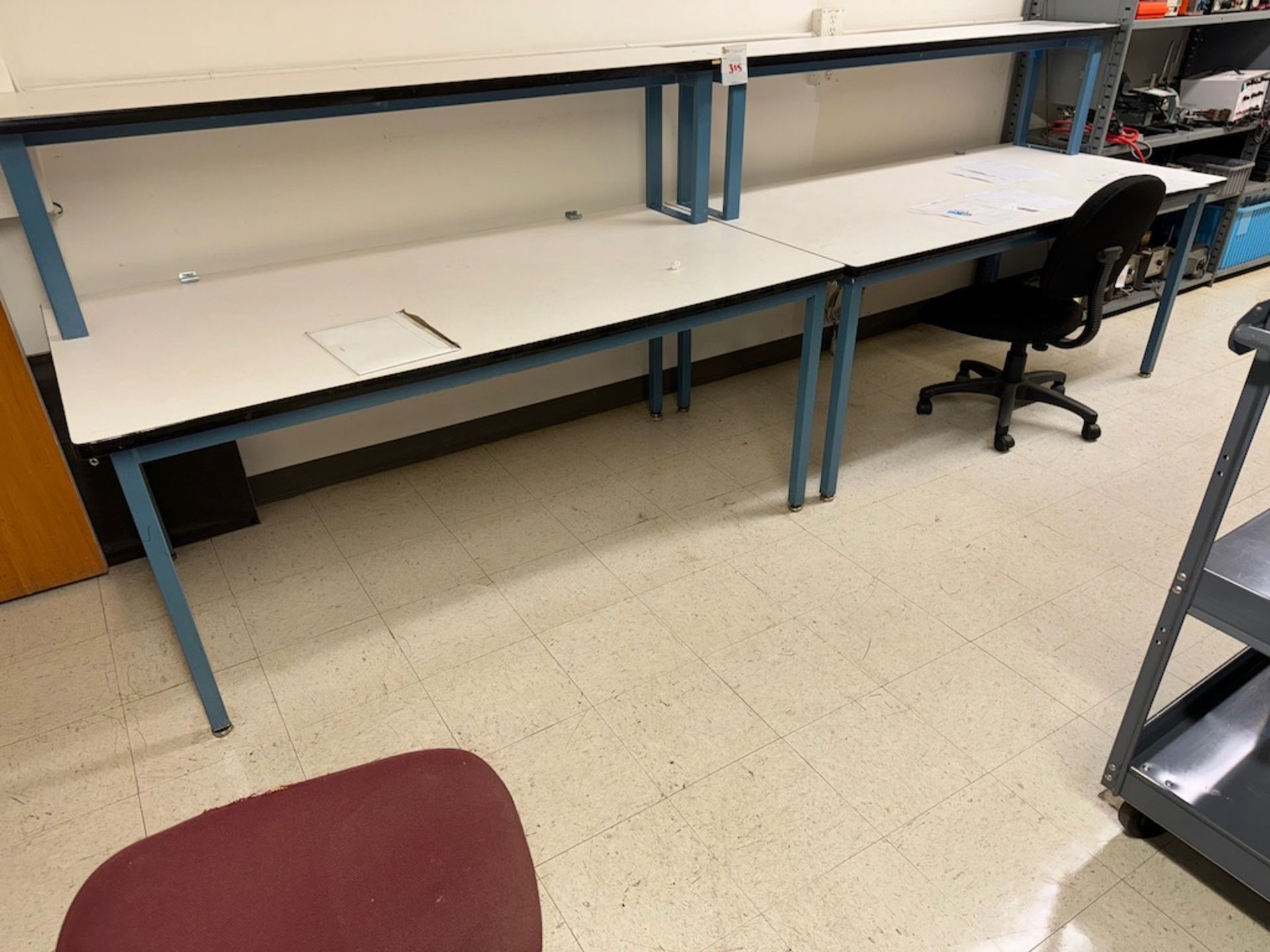 Qty-2 6' ESD Tech Benches w Tiered Shelve Unit