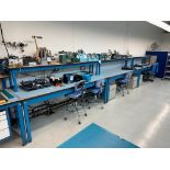 Qty-3 8' ESD Tech Benches w Tiered Shelving Unit