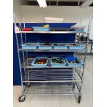HODGES POST MASTER 4' x 18"5 Shelve RollingMetal Cart w/ Contents To Include Crimping Tools, Wire