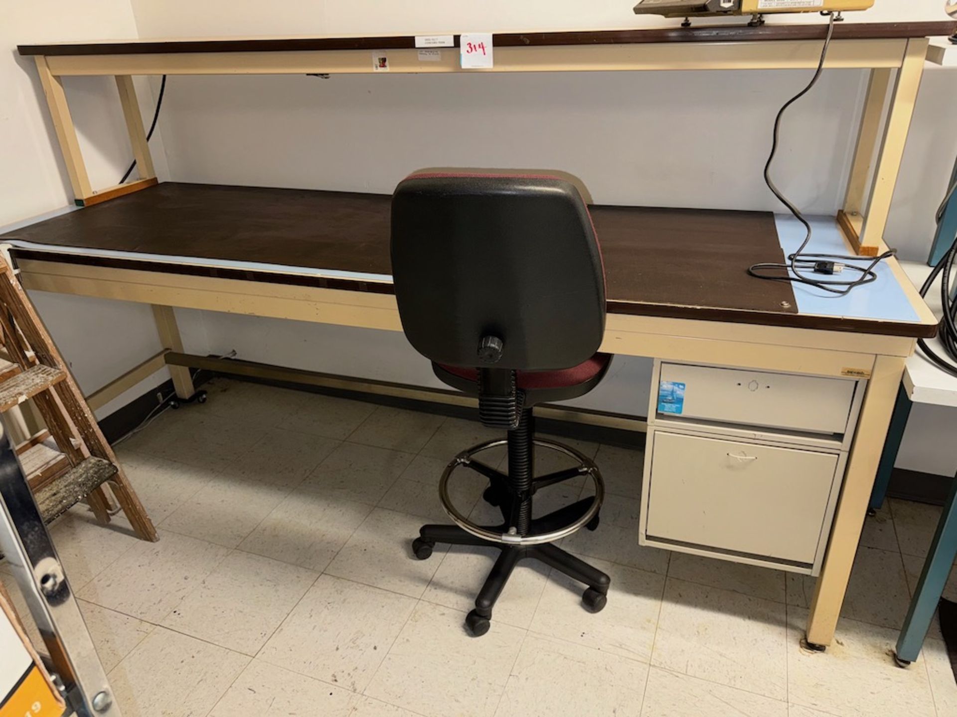 Qty-2 8' ESD Tech Benches w Shelving, Lights & Powerstrip - Image 2 of 2