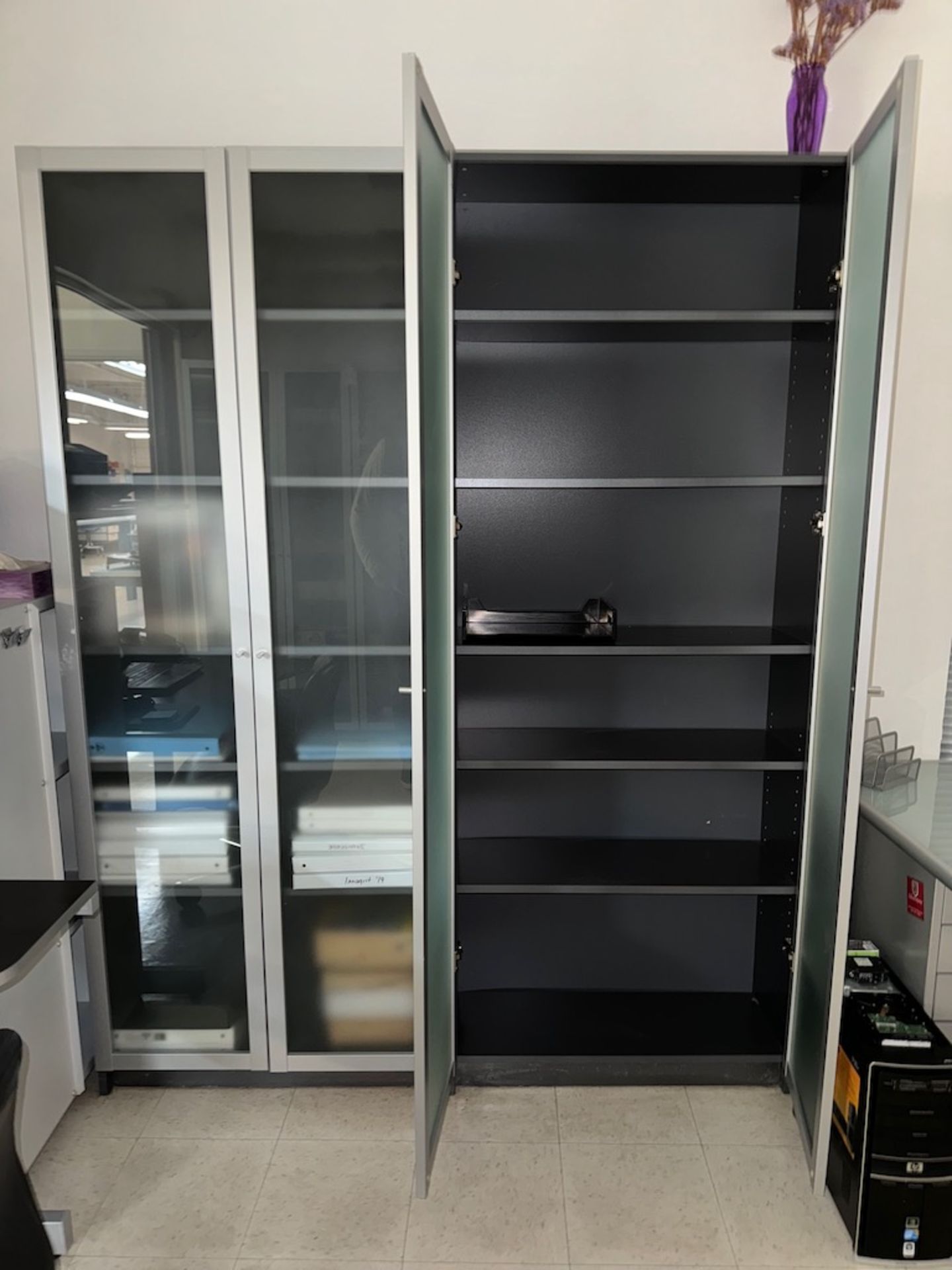 Qty- 2, 2-Door IKEA 5-Shelve Glass Cabinets - Image 2 of 2