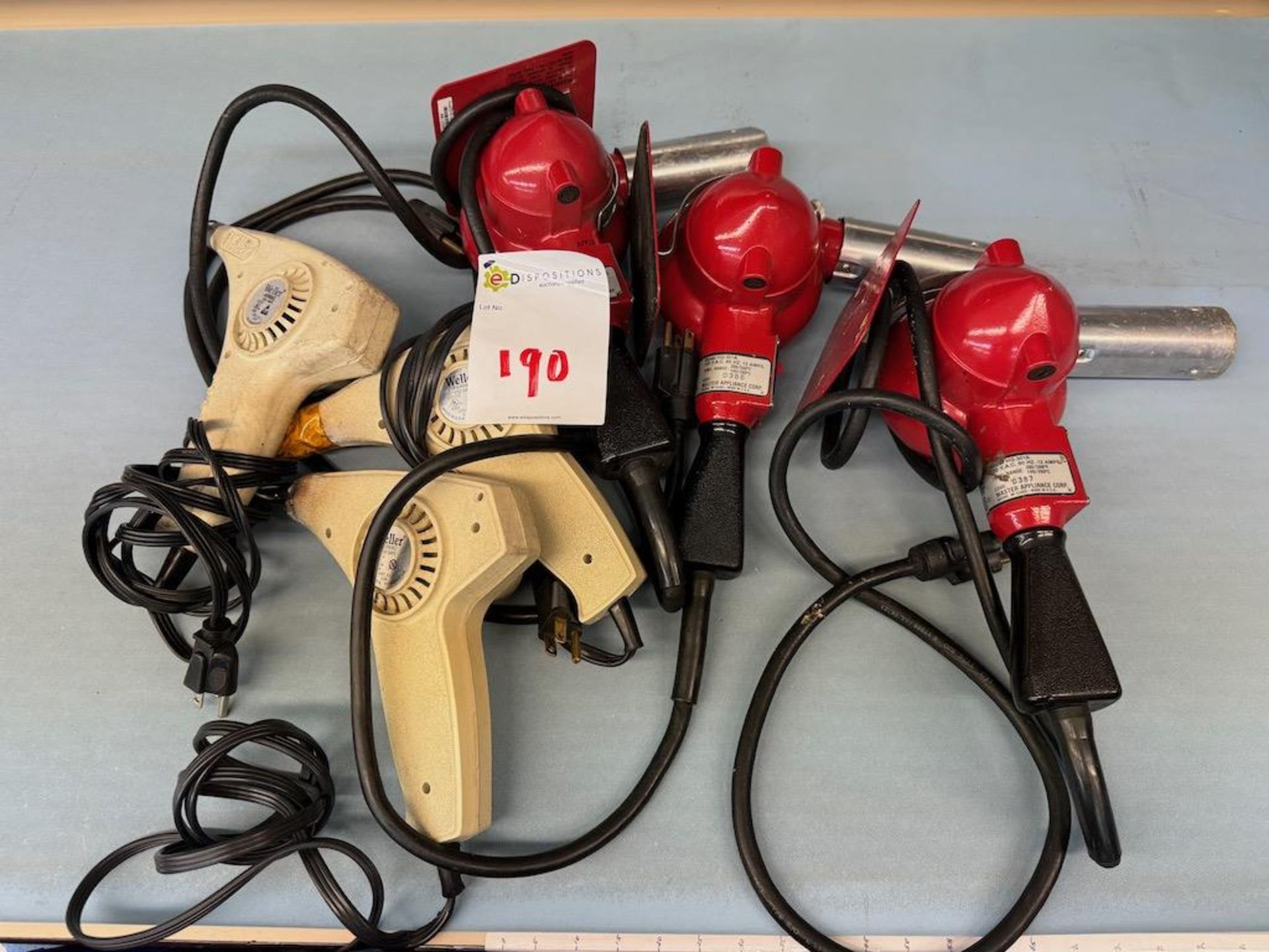 Lot: Qty-6 Heat Guns Consisting of Qty-3 Weller 6966C & Qty-2 Master Appliance HG-301A Heat Guns